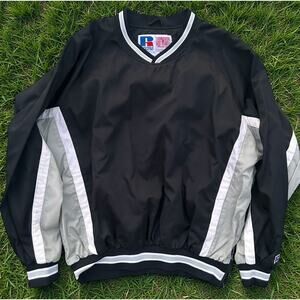 Vintage Russell Athletic Pullover Windbreaker Black Gray XL